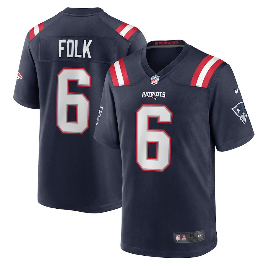 Men New England Patriots 6 Nick Folk Nike Navy Game NFL Jersey